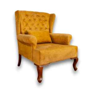 Tashi Vintage Luxe Wingback Chair – Mustard Gold